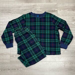 Old Navy Fleece Pajama Set Jogger and Crew Neck Long Sleeve Black Watch Plaid L